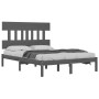 Estructura de cama de madera maciza gris 140x200 cm de vidaXL, Camas y somieres - Ref: Foro24-3104740, Precio: 128,99 €, Desc...