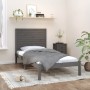 Estructura de cama de madera maciza gris 100x200 cm de vidaXL, Camas y somieres - Ref: Foro24-3104600, Precio: 112,63 €, Desc...