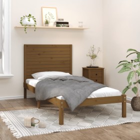 Honey brown solid wood bed frame 100x200 cm by vidaXL, Beds and slatted bases - Ref: Foro24-3104601, Price: 120,99 €, Discoun...