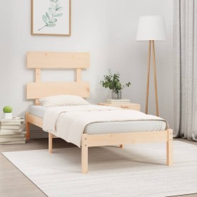 Solid wood bed frame 100x200 cm by vidaXL, Beds and slatted bases - Ref: Foro24-3104663, Price: 79,99 €, Discount: %