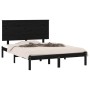 Black solid wood double bed frame 135x190 cm by vidaXL, Beds and slatted bases - Ref: Foro24-3104782, Price: 169,15 €, Discou...