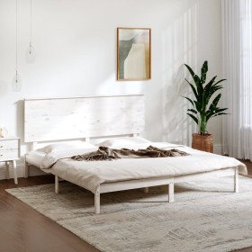 Solid white pine wood bed frame 200x200 cm by vidaXL, Beds and slatted bases - Ref: Foro24-3104824, Price: 148,99 €, Discount: %