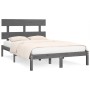 Solid gray pine wood bed frame 200x200 cm by vidaXL, Beds and slatted bases - Ref: Foro24-3104695, Price: 151,99 €, Discount: %