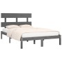 Solid gray pine wood bed frame 200x200 cm by vidaXL, Beds and slatted bases - Ref: Foro24-3104695, Price: 151,99 €, Discount: %