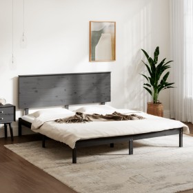 Solid gray pine wood bed frame 160x200 cm by vidaXL, Beds and slatted bases - Ref: Foro24-3104815, Price: 146,99 €, Discount: %