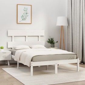 Estructura de cama de madera maciza blanca 140x200 cm de vidaXL, Camas y somieres - Ref: Foro24-3104674, Precio: 120,12 €, De...