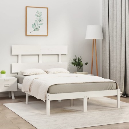 White solid wood bed frame 120x200 cm by vidaXL, Beds and slatted bases - Ref: Foro24-3104669, Price: 109,99 €, Discount: %