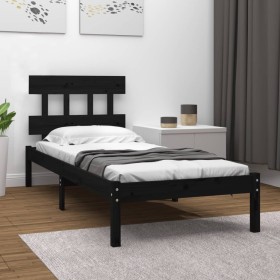 Estructura de cama individual madera maciza negra 90x200 cm de vidaXL, Camas y somieres - Ref: Foro24-3104727, Precio: 97,99 ...