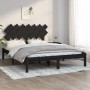 Estructura de cama de madera maciza negra 140x190 cm de vidaXL, Camas y somieres - Ref: Foro24-3104852, Precio: 157,70 €, Des...