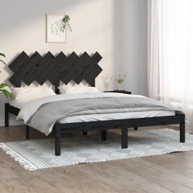 Estructura de cama de madera maciza negra 140x190 cm de vidaXL, Camas y somieres - Ref: Foro24-3104852, Precio: 153,99 €, Des...