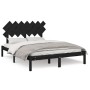 Black solid wood bed frame 140x190 cm by vidaXL, Beds and slatted bases - Ref: Foro24-3104852, Price: 153,99 €, Discount: %