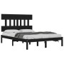 Black solid wood bed frame 140x190 cm by vidaXL, Beds and slatted bases - Ref: Foro24-3104722, Price: 154,96 €, Discount: %