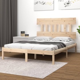 Solid wood double bed frame 135x190 cm by vidaXL, Beds and slatted bases - Ref: Foro24-3104713, Price: 110,99 €, Discount: %