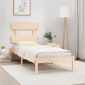 Solid pine wood bed frame 90x200 cm by vidaXL, Beds and slatted bases - Ref: Foro24-3104658, Price: 77,99 €, Discount: %