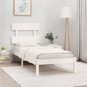 Solid white pine wood bed frame 90x200 cm by vidaXL, Beds and slatted bases - Ref: Foro24-3104659, Price: 84,91 €, Discount: %