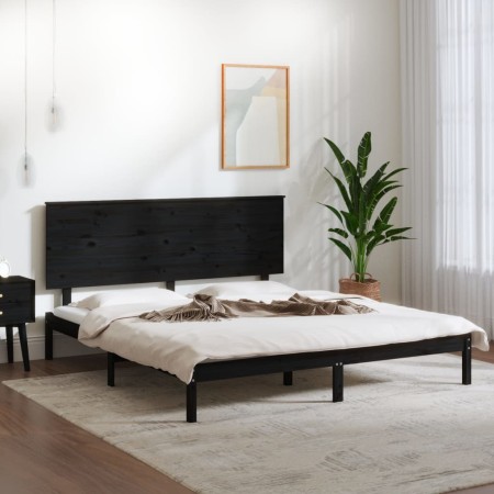 Estructura de cama de madera maciza de pino negro 160x200 cm de vidaXL, Camas y somieres - Ref: Foro24-3104817, Precio: 175,7...