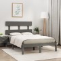 Gray solid wood bed frame 140x190 cm by vidaXL, Beds and slatted bases - Ref: Foro24-3104655, Price: 134,03 €, Discount: %