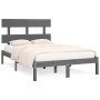 Gray solid wood bed frame 140x190 cm by vidaXL, Beds and slatted bases - Ref: Foro24-3104655, Price: 134,03 €, Discount: %