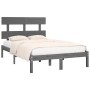 Estructura de cama de madera maciza gris 140x190 cm de vidaXL, Camas y somieres - Ref: Foro24-3104655, Precio: 134,03 €, Desc...