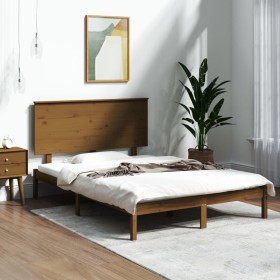 Honey brown solid wood double bed frame 120x190 cm by vidaXL, Beds and slatted bases - Ref: Foro24-3104776, Price: 128,99 €, ...