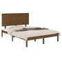 Estructura de cama doble madera maciza marrón miel 120x190 cm de vidaXL, Camas y somieres - Ref: Foro24-3104776, Precio: 128,...