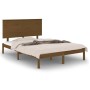 Estructura de cama doble madera maciza marrón miel 135x190 cm de vidaXL, Camas y somieres - Ref: Foro24-3104781, Precio: 145,...