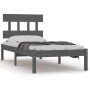 Gray solid wood bed frame 100x200 cm by vidaXL, Beds and slatted bases - Ref: Foro24-3104730, Price: 97,99 €, Discount: %