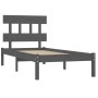 Estructura de cama de madera maciza gris 100x200 cm de vidaXL, Camas y somieres - Ref: Foro24-3104730, Precio: 97,99 €, Descu...