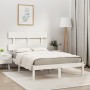 White solid wood bed frame King Size 150x200 cm by vidaXL, Beds and slatted bases - Ref: Foro24-3104679, Price: 120,15 €, Dis...