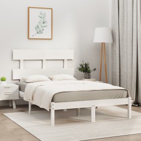 Estructura de cama madera maciza blanca King Size 150x200 cm de vidaXL, Camas y somieres - Ref: Foro24-3104679, Precio: 114,9...