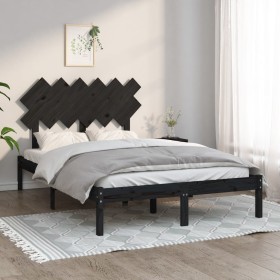 Estructura cama doble pequeña madera maciza negro 120x190 cm de vidaXL, Camas y somieres - Ref: Foro24-3104842, Precio: 146,3...