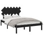 Estructura cama doble pequeña madera maciza negro 120x190 cm de vidaXL, Camas y somieres - Ref: Foro24-3104842, Precio: 148,3...