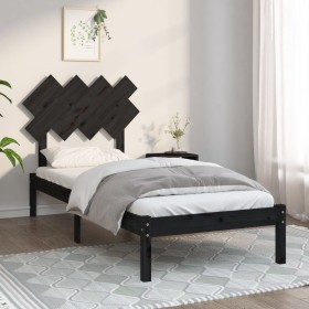 Black solid wood single bed frame 90x190 cm by vidaXL, Beds and slatted bases - Ref: Foro24-3104837, Price: 113,99 €, Discoun...