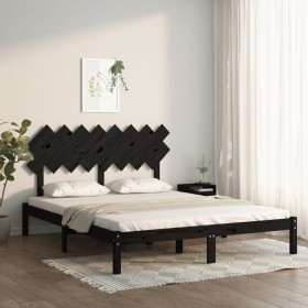 Solid black pine wood bed frame 160x200 cm by vidaXL, Beds and slatted bases - Ref: Foro24-3104882, Price: 169,99 €, Discount: %