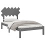 Estructura de cama de madera maciza gris 100x200 cm de vidaXL, Camas y somieres - Ref: Foro24-3104860, Precio: 98,24 €, Descu...