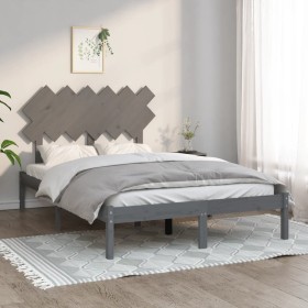 Small double bed frame solid gray wood 120x190 cm by vidaXL, Beds and slatted bases - Ref: Foro24-3104840, Price: 127,99 €, D...