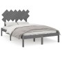 Estructura cama doble pequeña madera maciza gris 120x190 cm de vidaXL, Camas y somieres - Ref: Foro24-3104840, Precio: 127,99...