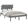 Estructura cama doble pequeña madera maciza gris 120x190 cm de vidaXL, Camas y somieres - Ref: Foro24-3104840, Precio: 127,99...