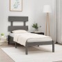 Estructura de cama de madera maciza gris 100x200 cm de vidaXL, Camas y somieres - Ref: Foro24-3104665, Precio: 92,02 €, Descu...