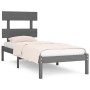 Gray solid wood bed frame 100x200 cm by vidaXL, Beds and slatted bases - Ref: Foro24-3104665, Price: 92,02 €, Discount: %