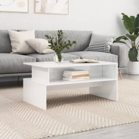 Glossy white engineered wood coffee table 90x55x42.5 cm by vidaXL, Coffee table - Ref: Foro24-834282, Price: 56,59 €, Discoun...