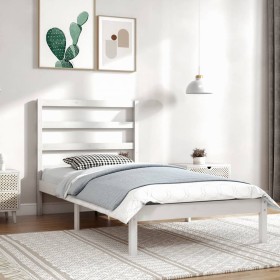 Estructura de cama madera maciza de pino blanca 90x200 cm de vidaXL, Camas y somieres - Ref: Foro24-3104919, Precio: 83,99 €,...