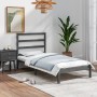 Gray solid wood single bed frame 90x190 cm by vidaXL, Beds and slatted bases - Ref: Foro24-3104900, Price: 115,43 €, Discount: %