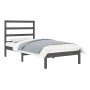 Gray solid wood single bed frame 90x190 cm by vidaXL, Beds and slatted bases - Ref: Foro24-3104900, Price: 115,43 €, Discount: %