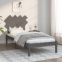 Estructura de cama de madera maciza gris 90x190 cm de vidaXL, Camas y somieres - Ref: Foro24-3104855, Precio: 96,87 €, Descue...