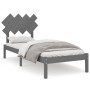 Estructura de cama de madera maciza gris 90x190 cm de vidaXL, Camas y somieres - Ref: Foro24-3104855, Precio: 95,99 €, Descue...