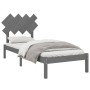 Estructura de cama de madera maciza gris 90x190 cm de vidaXL, Camas y somieres - Ref: Foro24-3104855, Precio: 95,99 €, Descue...