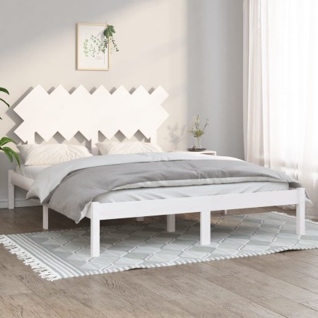 White solid wood double bed frame 140x190 cm by vidaXL, Beds and slatted bases - Ref: Foro24-3104849, Price: 130,61 €, Discou...