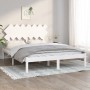 Estructura de cama doble madera maciza blanca 140x190 cm de vidaXL, Camas y somieres - Ref: Foro24-3104849, Precio: 129,30 €,...