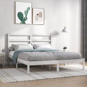 White solid pine wood bed frame 140x190 cm by vidaXL, Beds and slatted bases - Ref: Foro24-3104914, Price: 121,27 €, Discount: %